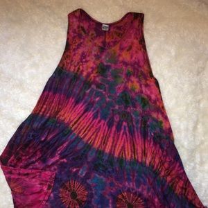 Tie dye boho swing dress one size w pockets